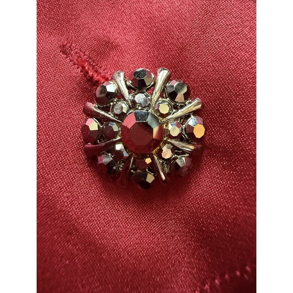 Rickie Freeman Teri Jon red Silk jacket Waist Tie Trench Coat Rhinestone Button - Picture 4 of 6